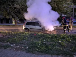 В Ужгороді на Капушанській вулиці під час руху спалахнув автомобіль Ford Fiesta
