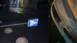 Ужгородка розтрощила дорожній знак та втекла