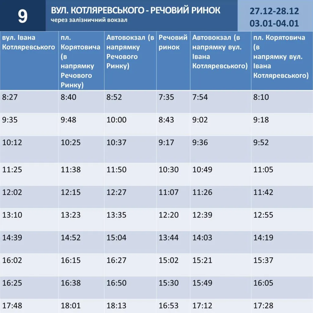 Оновлені графіки руху автобусів в Ужгороді на період зимових свят: що варто знати пасажирам