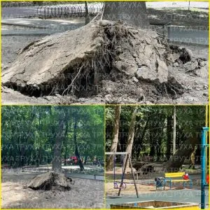 У Боздоші на дитячому майданчику біля аварійного дерева виникла небезпека