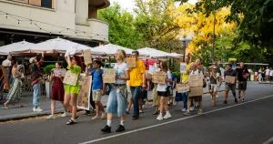 Протестна хода за повернення Михайла Федорова та продовження армійських реформ в Ужгороді 16 серпня
