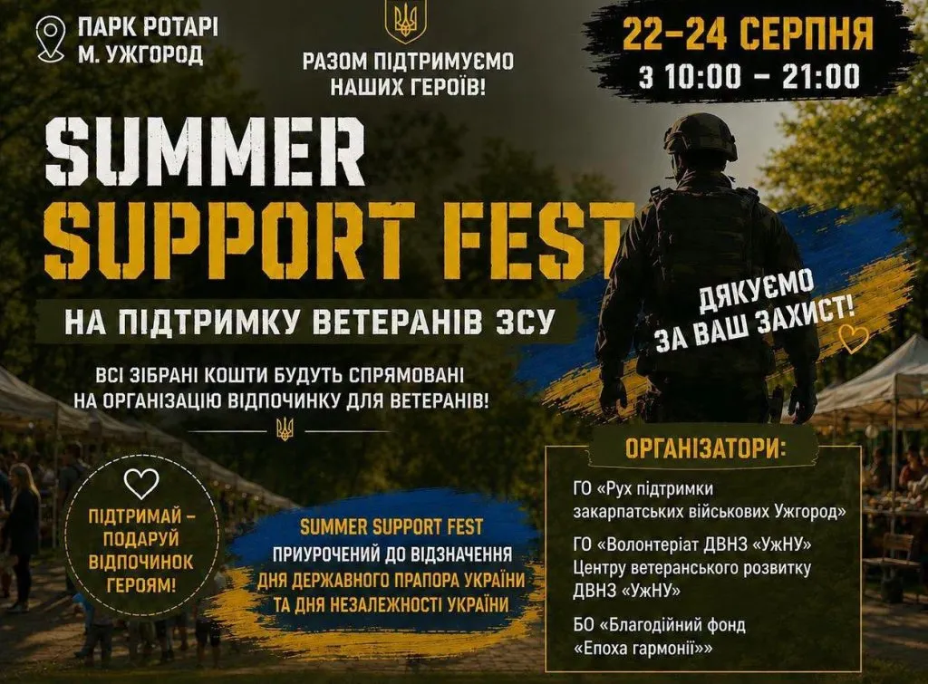 В Ужгороді відбудеться благодійний фестиваль Summer Support Fest