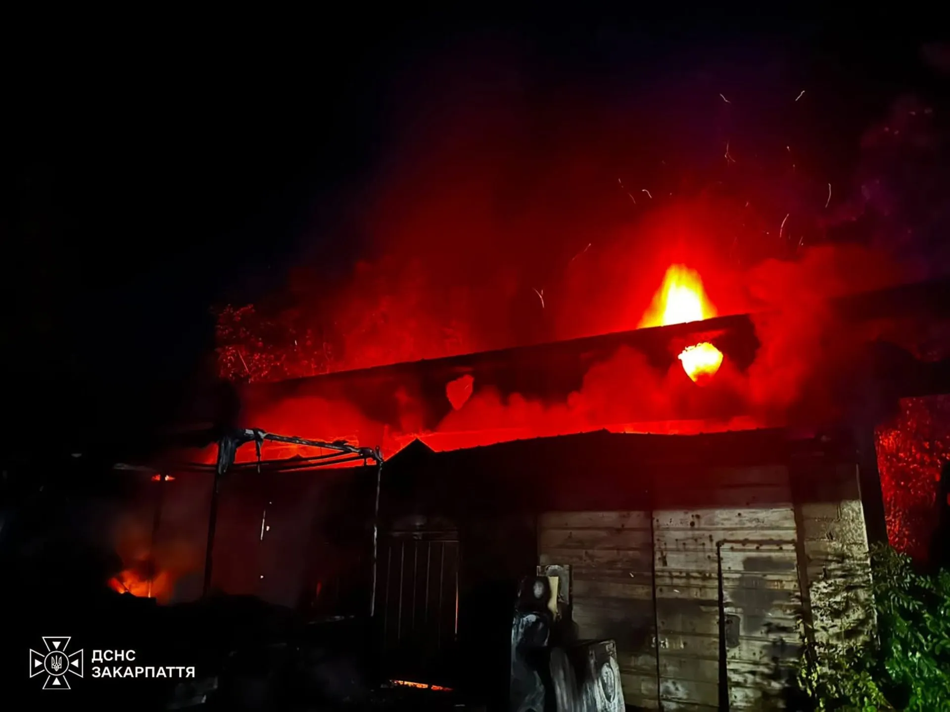 На Закарпатті пожежа знищила гараж та кілька автомобілів